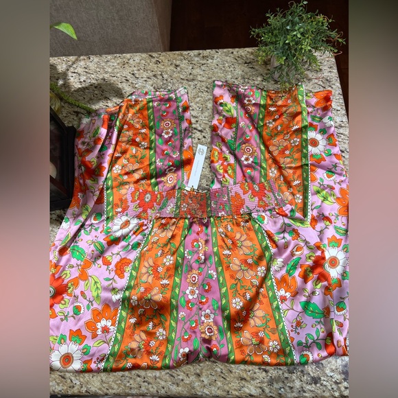 House Of Harlow 1960 Floral Two Piece Strapless Crop Top w/ Wide Leg Pant Large - Picture 10 of 13